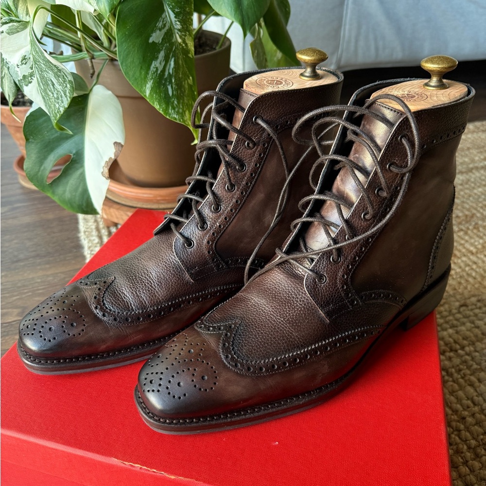 Men's Brown Leather Brogue Boots
